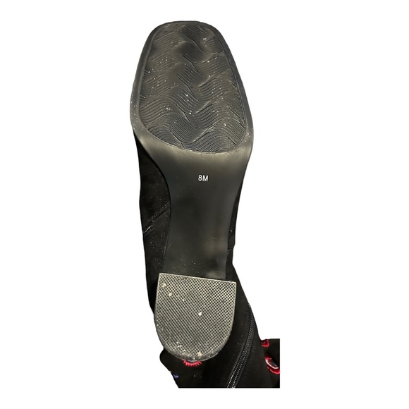 IMPO Judy Over the Knee High Suede Boots Sz 8M Black Embroidered Boho Fa… - Picture 15 of 16